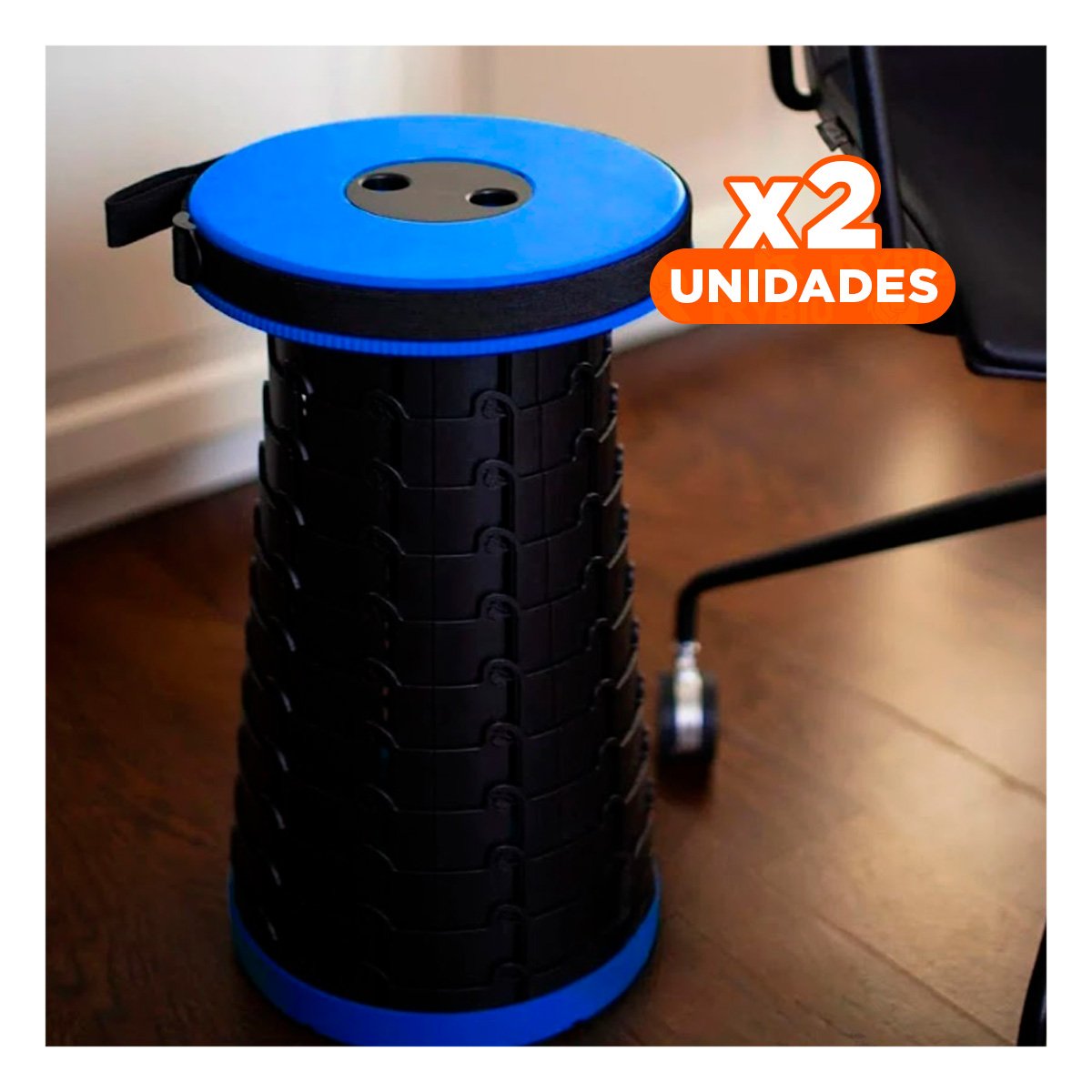 PACK2 APOYO LIGERO Y PORTATIL CON SEGURO PARA CAMPING PICNIC Y REUNIONES AZUL - 1