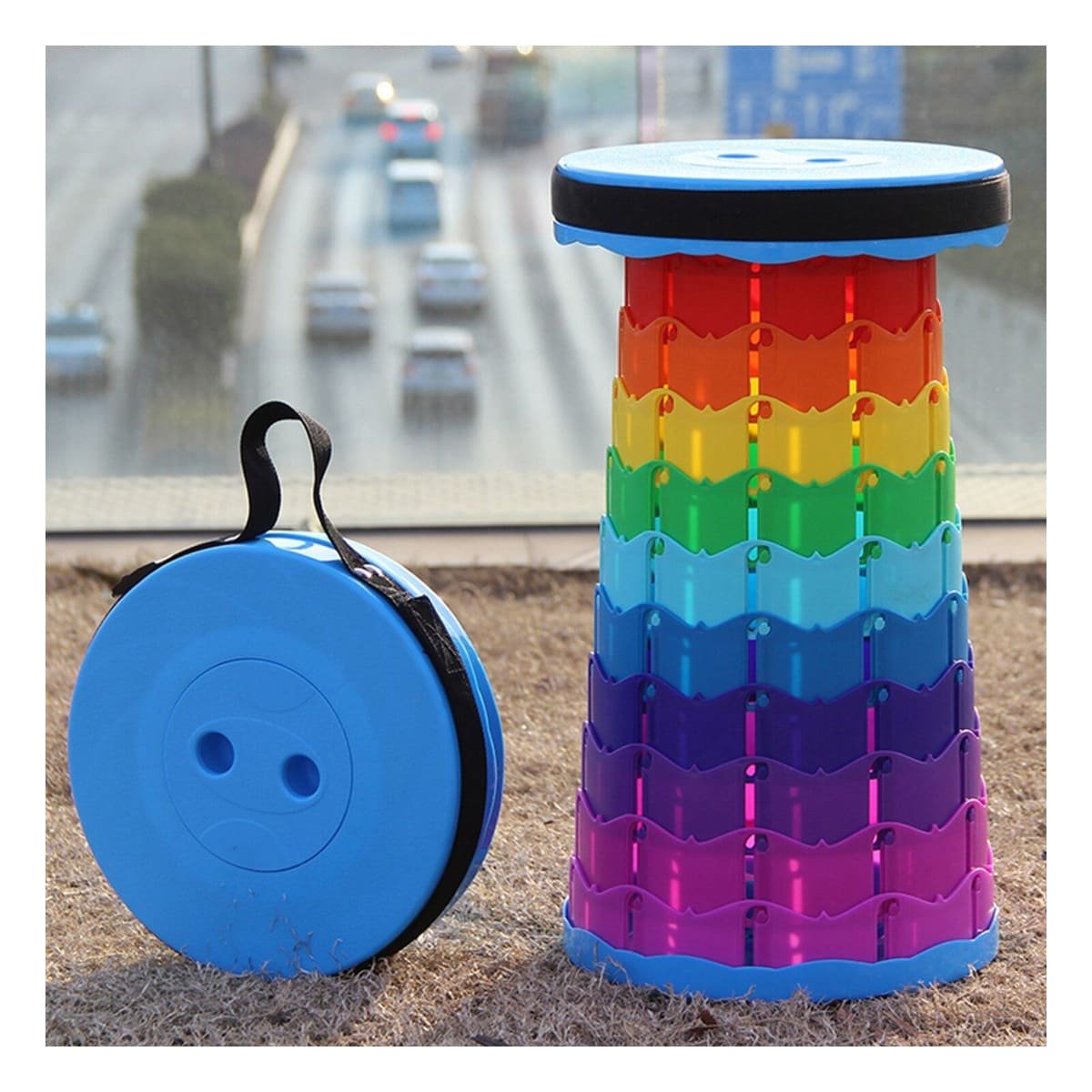PACK12 BANCO PORTATIL PLEGABLE CON SEGURO RESISTENTE PARA FACIL MOVILIDAD EN MULTICOLOR - 5