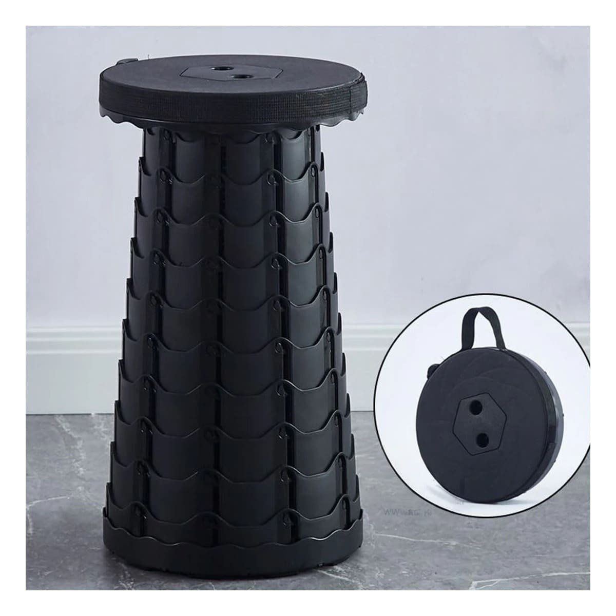 PACK4 TABURETE PLEGABLE CON SEGURO PORTATIL PARA USO DIARIO NEGRO Y+REGALO STICKER - 3
