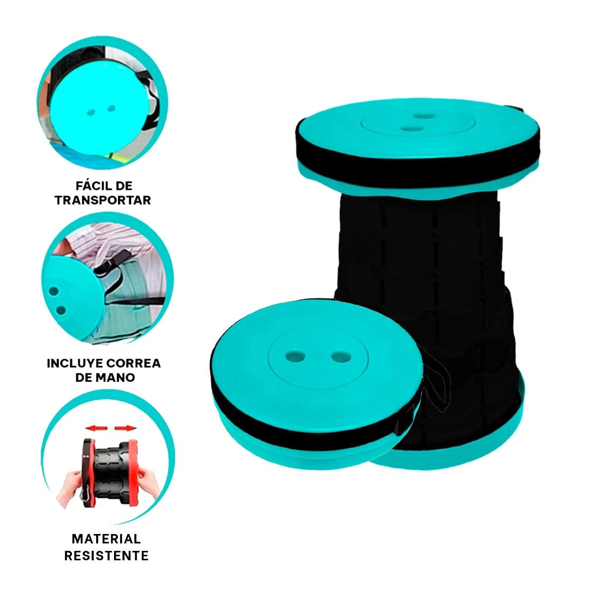 PACK12 BANQUETA PLEGABLE CON SEGURO PARA ACTIVIDADES Y REUNIONES TURQUEZA Y+PAPEL REGALO - 3