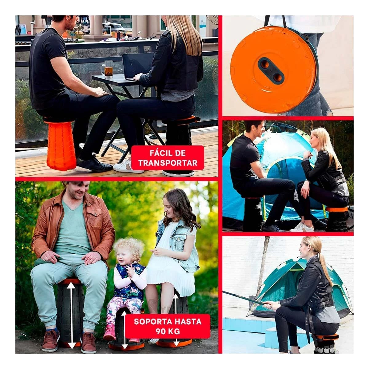 PACK4 DESCANSO COMPACTO Y PLEGABLE CON SISTEMA SEGURO ROJO Y+REGALO STICKER - 2