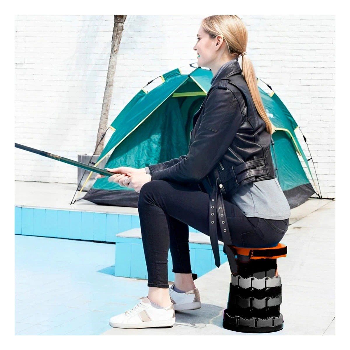 SILLA PORTATIL CON SEGURO PORTATIL FACIL DE TRANSPORTAR ANARANJADO Y+LIGAS REGALO - 3