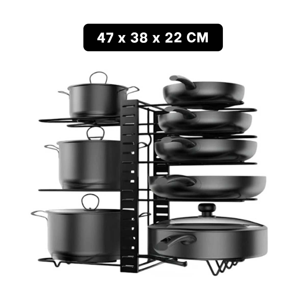 PACK2 ORGANIZADOR AJUSTABLE NEGRO PARA TAPAS Y OLLAS COCINA MODERNA Y+PAPEL REGALO - 4
