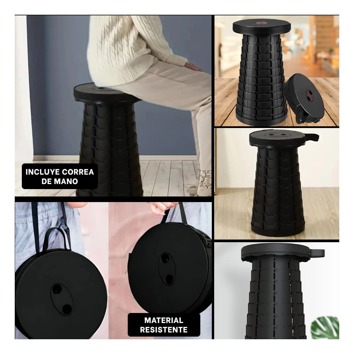 SILLA PLEGABLE CON SEGURO PORTATIL PARA USO DIARIO NEGRO - 2