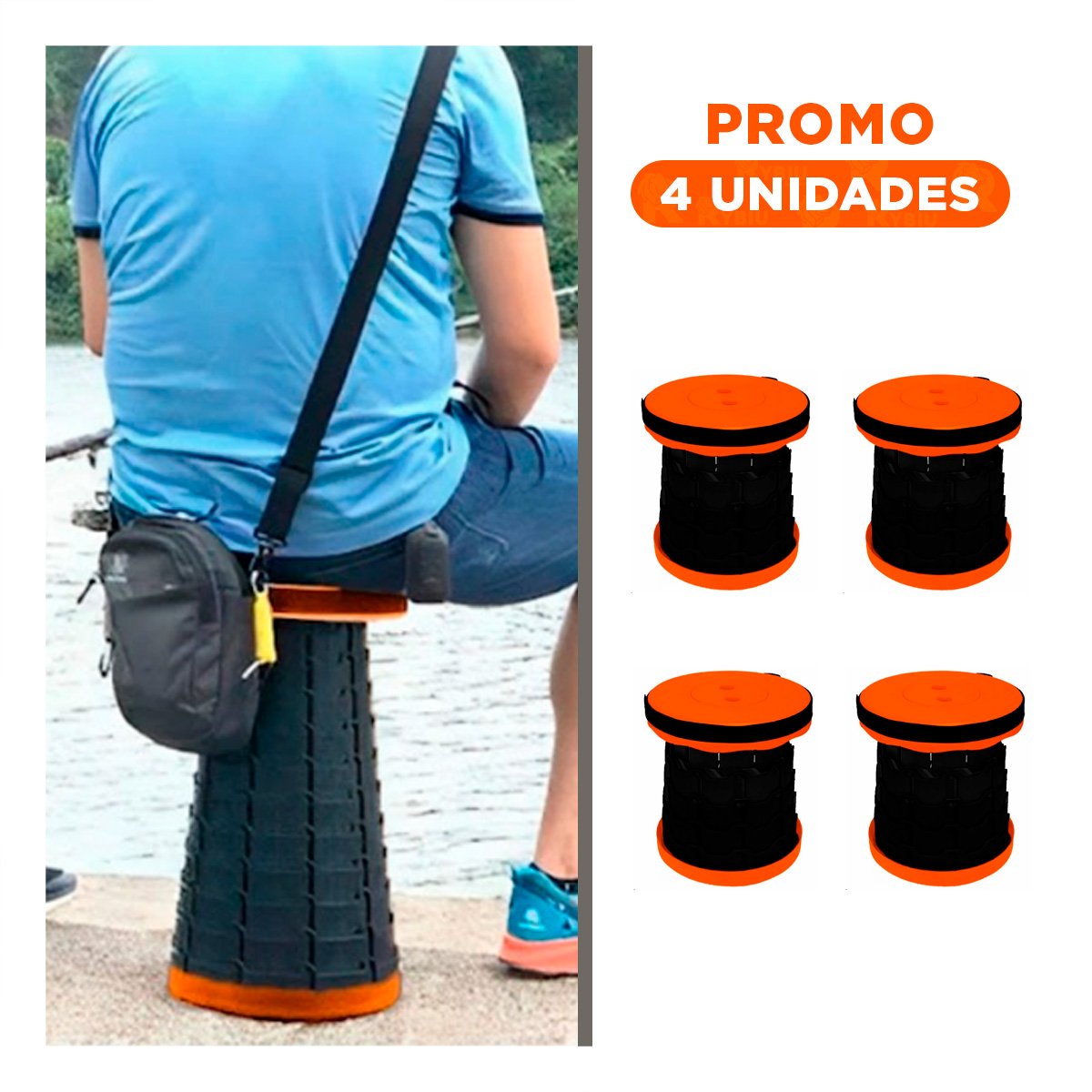 PACK4 TABURETE CONFIABLE Y ESTABLE CON SEGURO PORTATIL PARA CASA O EXTERIOR ANARANJADO - 1