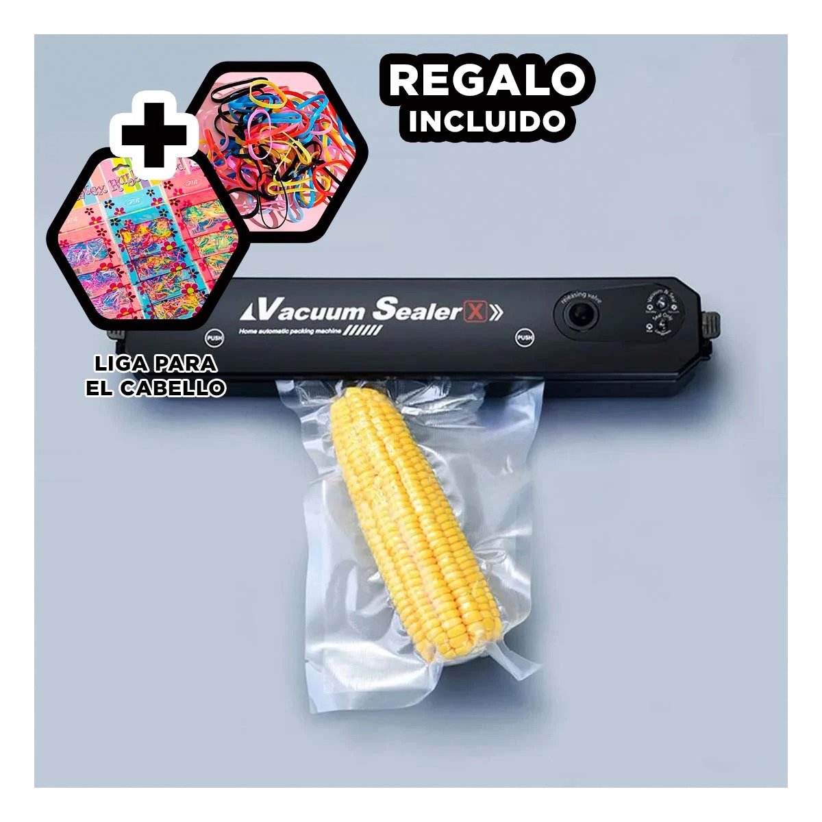 CERRADOR DE BOLSAS LIGERO IDEAL PARA GUARDAR COMIDA O PAQUETES NEGRO Y+LIGAS REGALO - 2