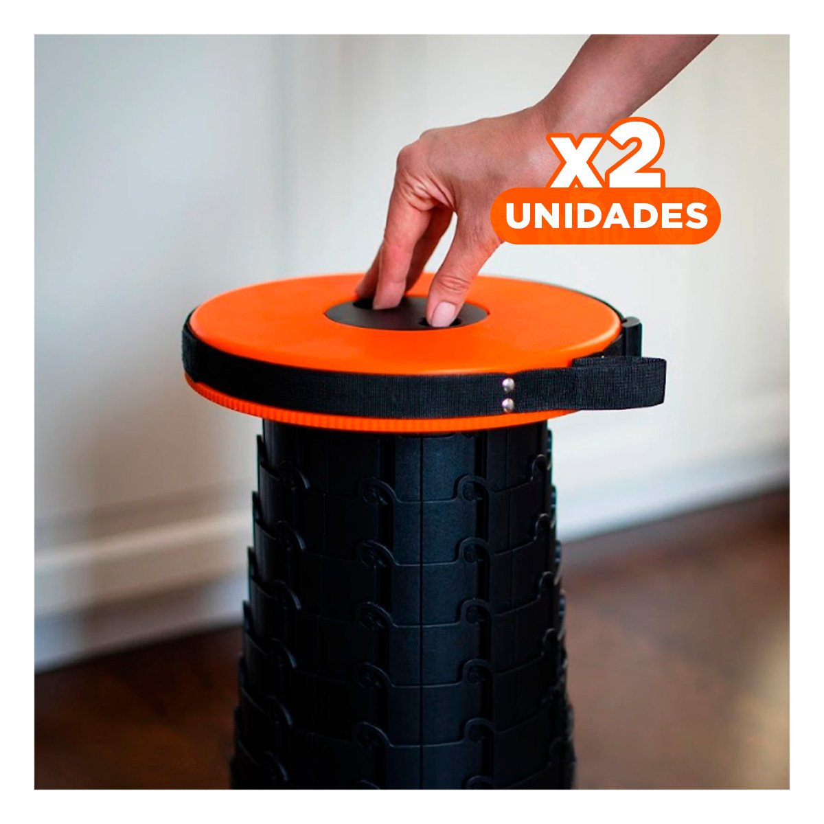 PACK2 TABURETE LIGERO CON SEGURO PORTATIL PARA USO EN PICNICS Y EVENTOS ANARANJADO - 1