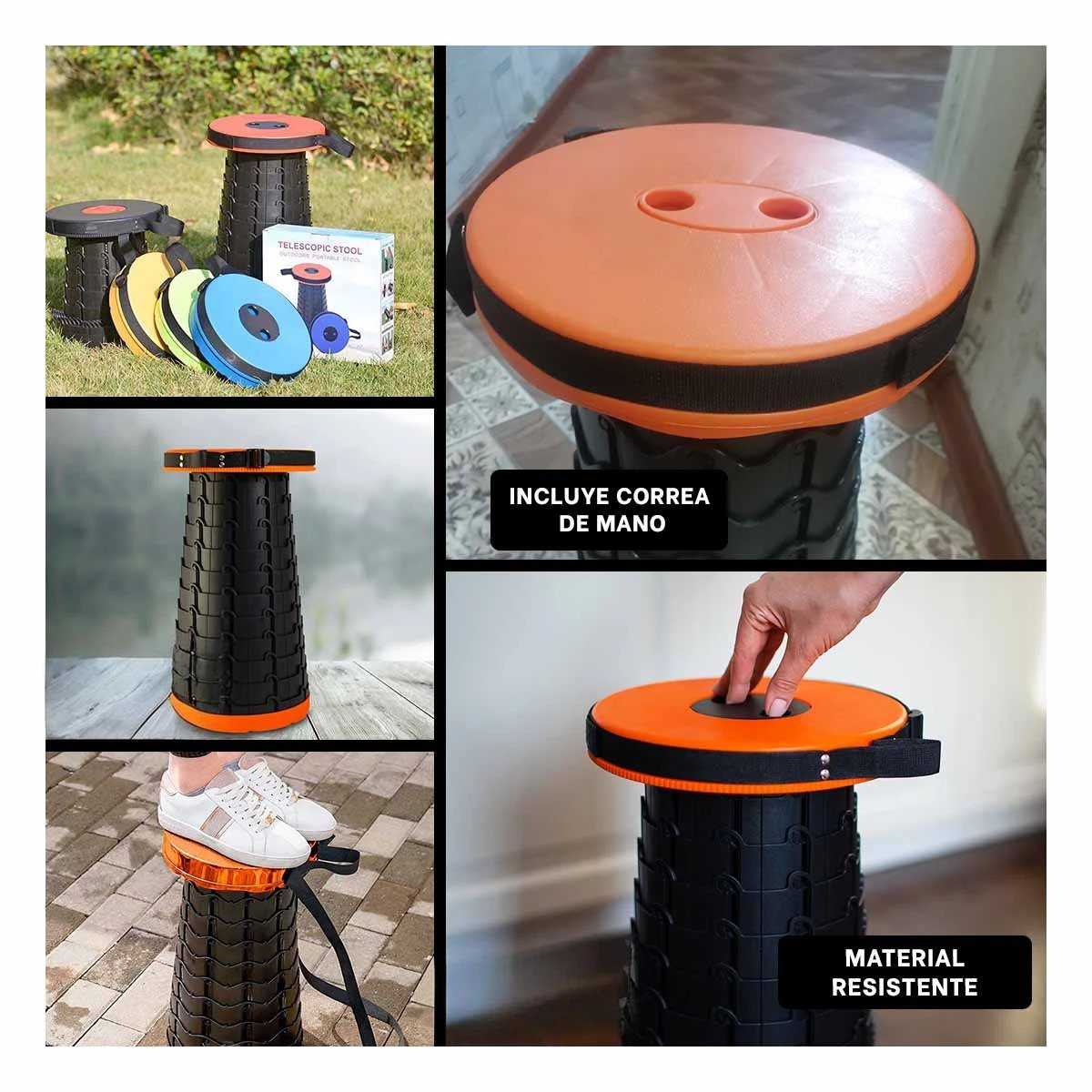 SILLA LIGERA CON SEGURO PORTATIL PARA INTERIORES Y EXTERIORES ANARANJADO Y+PAPEL REGALO - 3