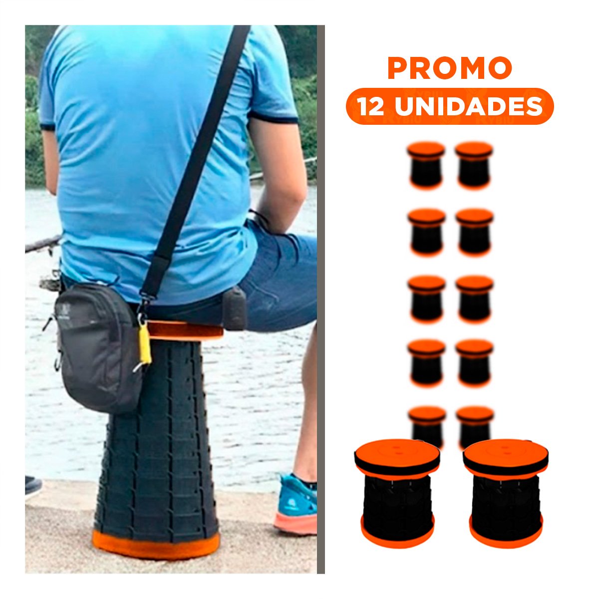 PACK12 BUTACA CONFIABLE CON SEGURO PORTATIL PARA EVENTOS Y PICNICS ANARANJADO - 1