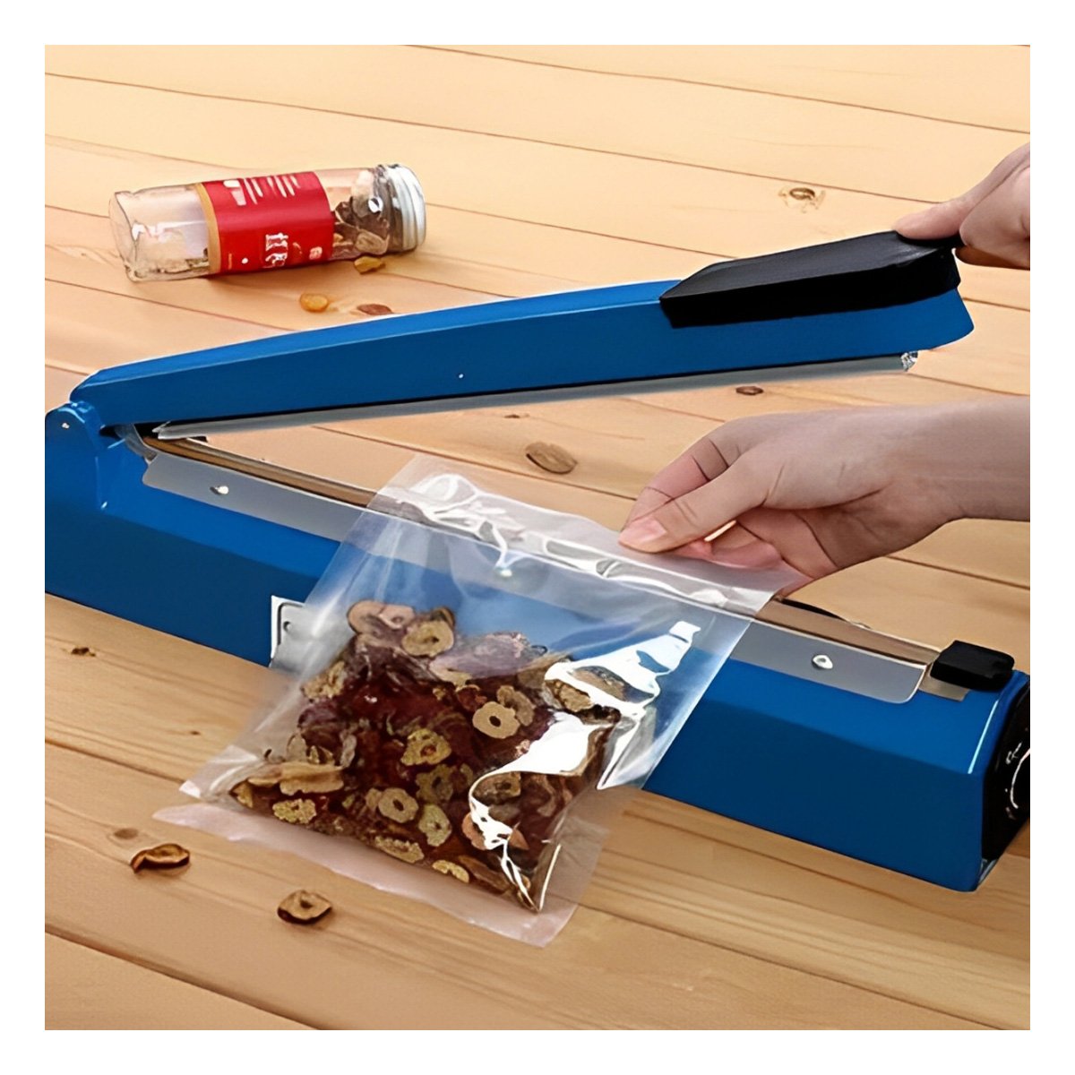 CERRADOR DE BOLSAS LIGERO Y VERSATIL PARA VIAJES 200MM - AZUL - 31X11CM Y+REGALO STICKER - 5