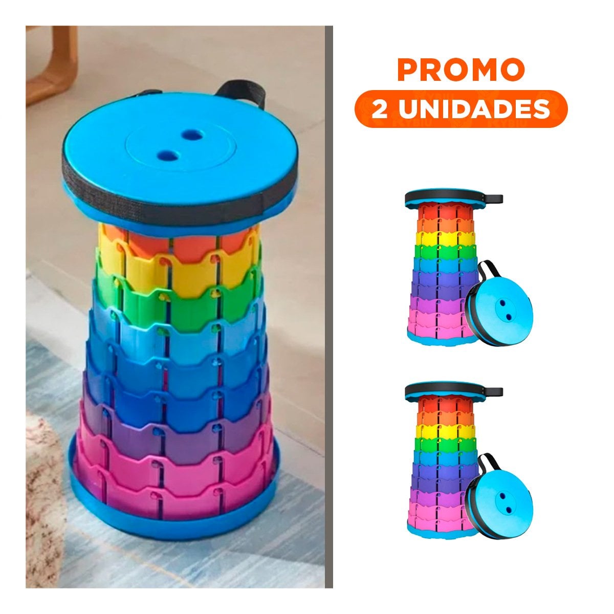 PACK2 ASIENTO FUNCIONAL PLEGABLE CON SEGURO PARA ESPACIOS REDUCIDOS DEL HOGAR Y+REGALO STICKER - 1