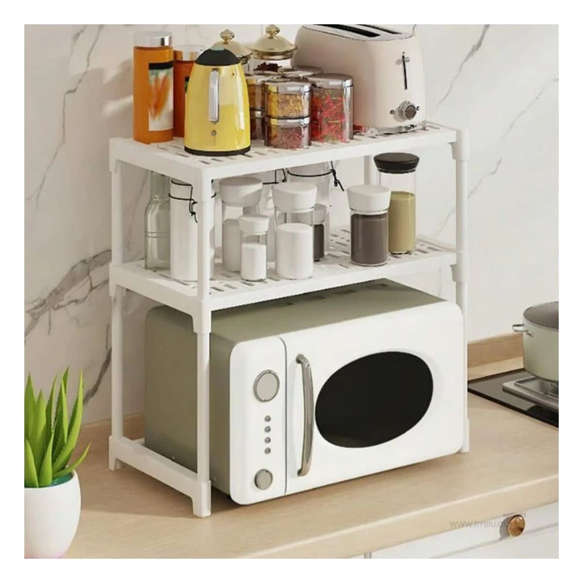 ESTANTE DE COCINA 2 NIVELES BLANCO COMPACTO Y FUNCIONAL PARA CUALQUIER ESPACIO Y+REGALO STICKER - 5