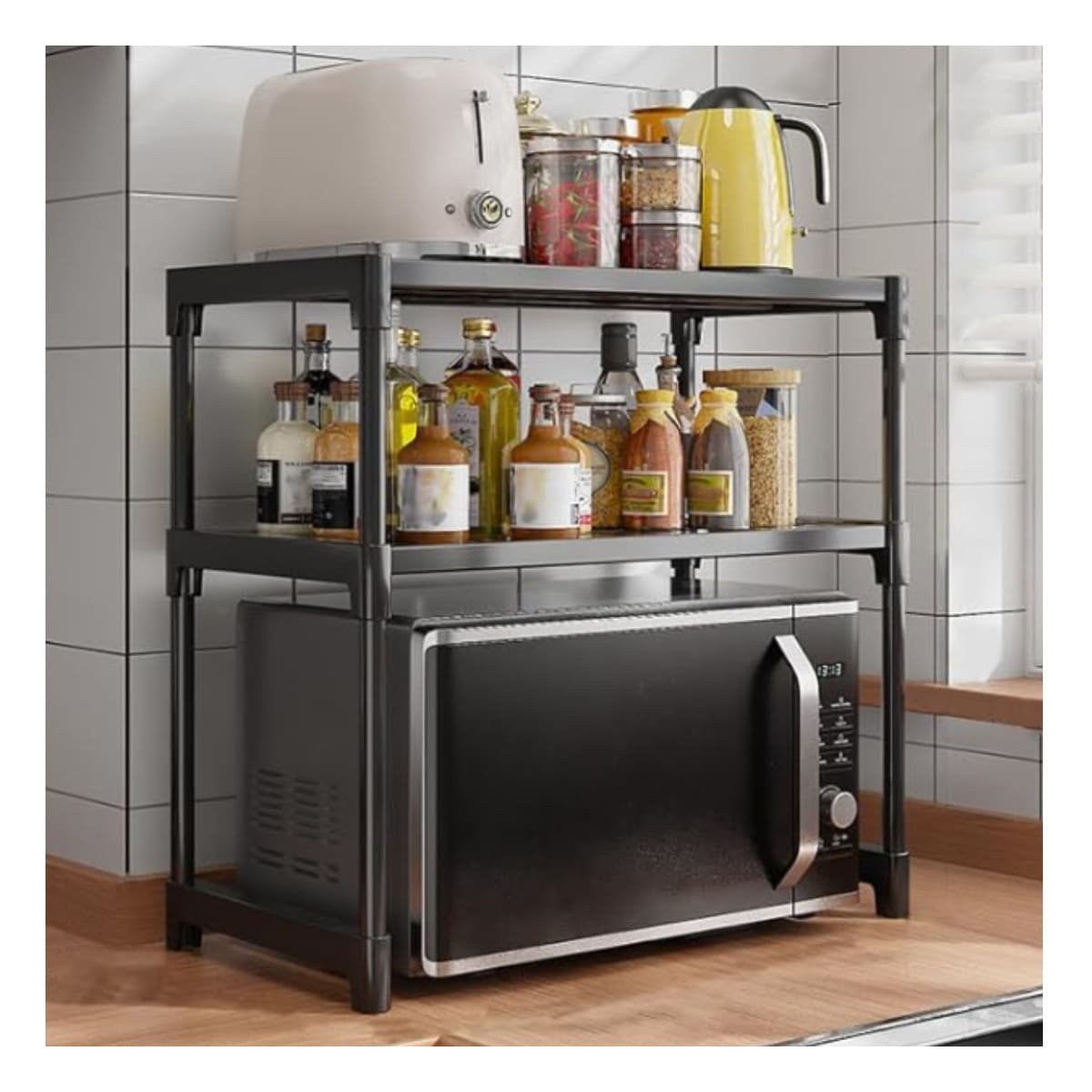 PACK6 SOPORTE COMPACTO 2 NIVELES NEGRO FUNCIONAL Y RESISTENTE Y+REGALO STICKER - 3
