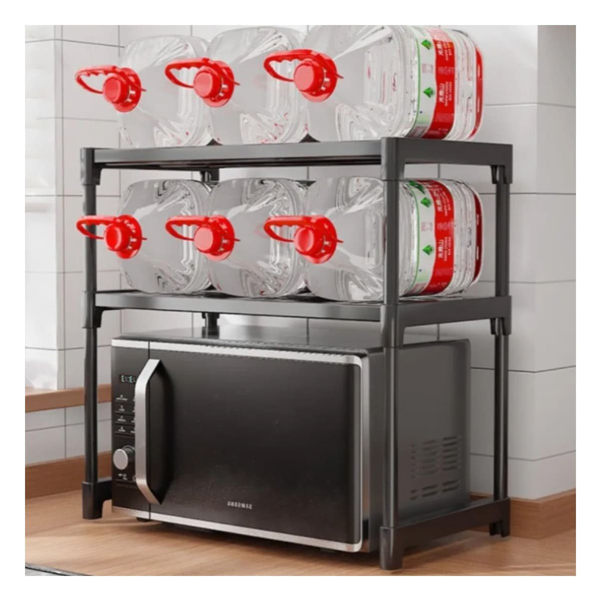 PACK6 SOPORTE COMPACTO 2 NIVELES NEGRO FUNCIONAL Y RESISTENTE Y+REGALO STICKER - 5