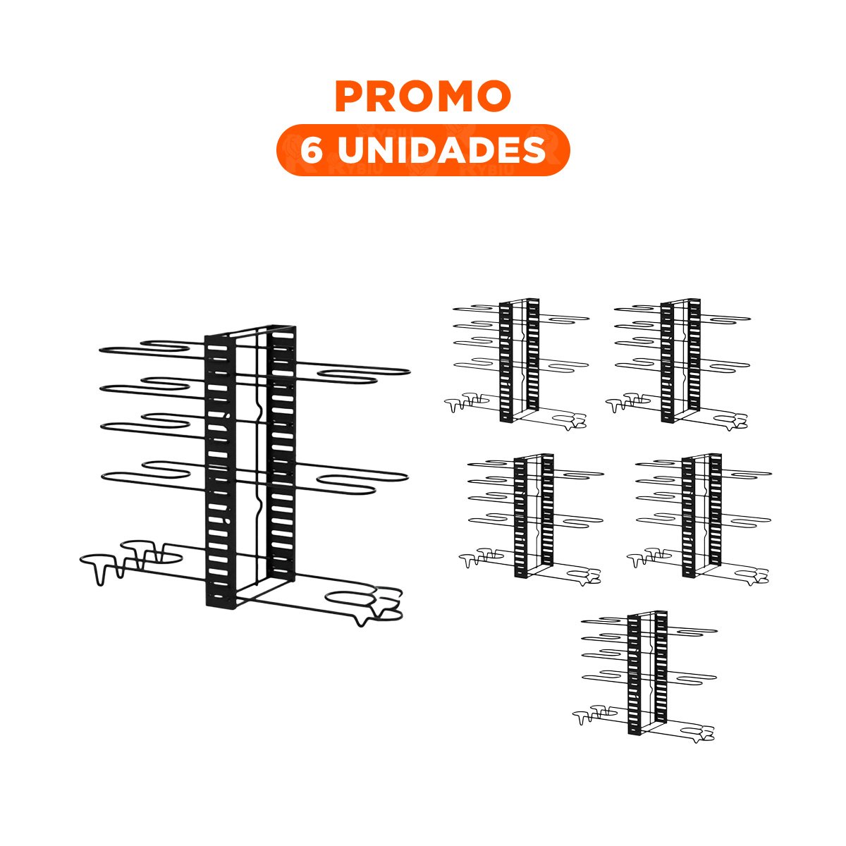 PACK6 ESTANTE MULTIFUNCIONAL NEGRO PARA OLLAS Y TAPAS COCINA Y+REGALO STICKER - 1