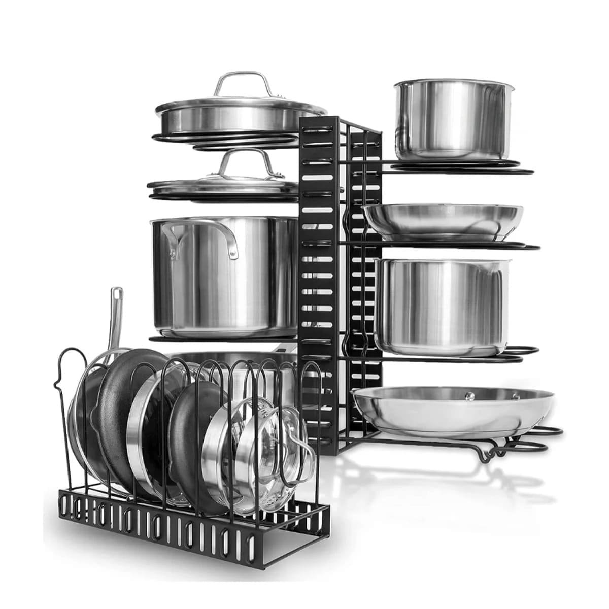 PACK2 ORGANIZADOR VERSATIL PARA TAPAS Y OLLAS NEGRO EN COCINA Y+REGALO STICKER - 2