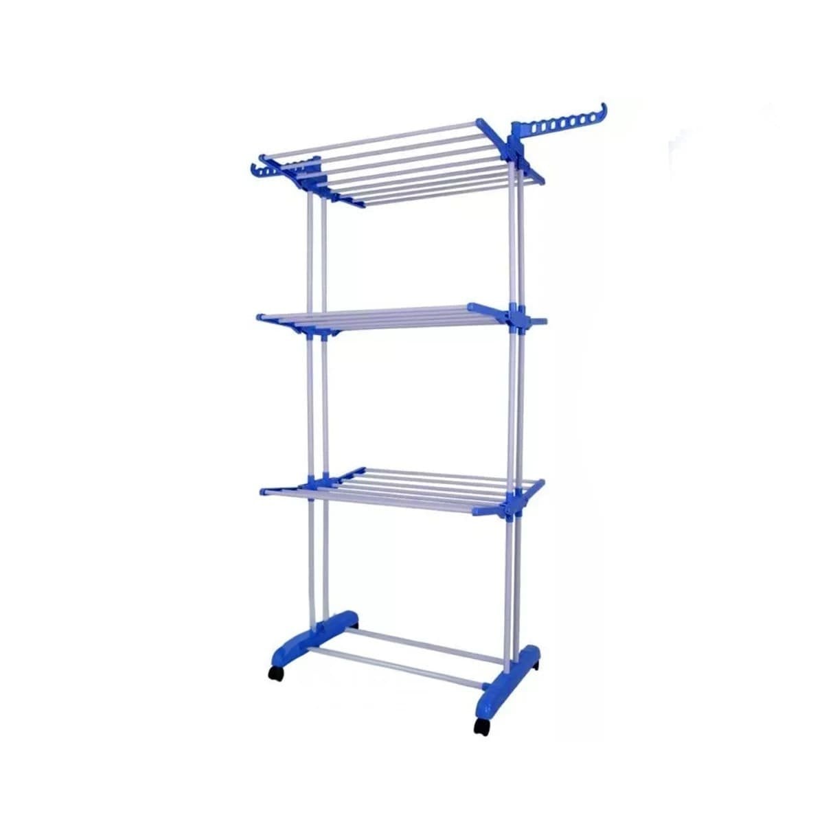 COLGADOR DE ROPA CON SISTEMA PLEGABLE Y TRES NIVELES PARA HOGAR EN CELESTE Y+REGALO STICKER - 1