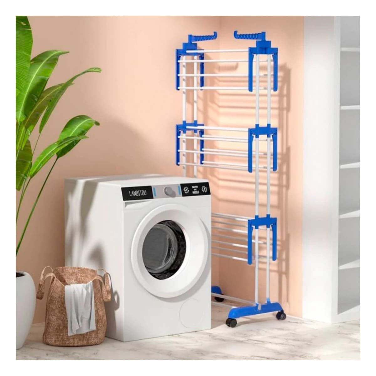 PACK4 SOPORTE PRACTICO PLEGABLE DE ROPA PARA HOGAR EN CELESTE Y+REGALO STICKER - 5