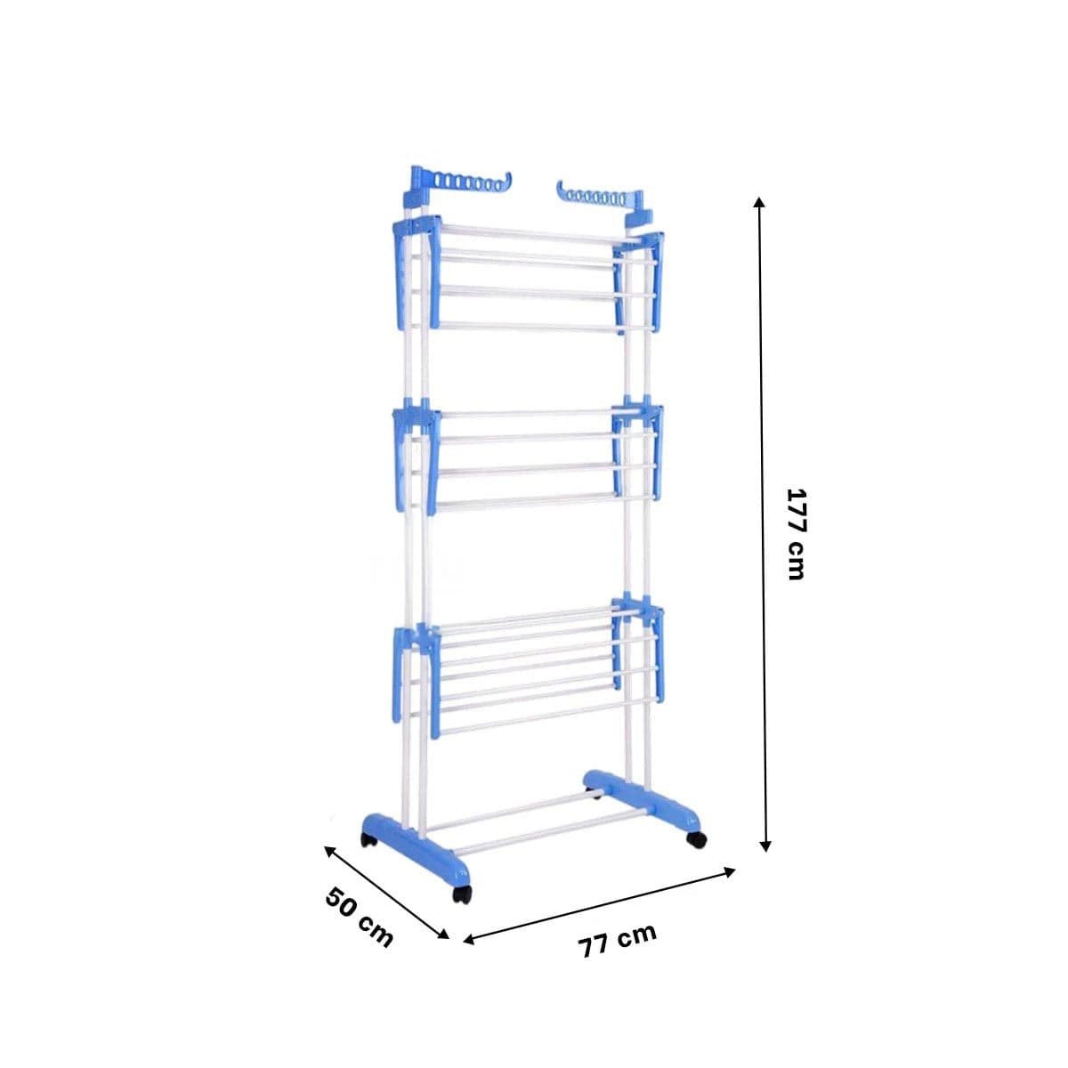 PACK6 SOPORTE DE ROPA PARA CASA CON FORMATO PLEGABLE Y TRES NIVELES EN CELESTE Y+REGALO STICKER - 4