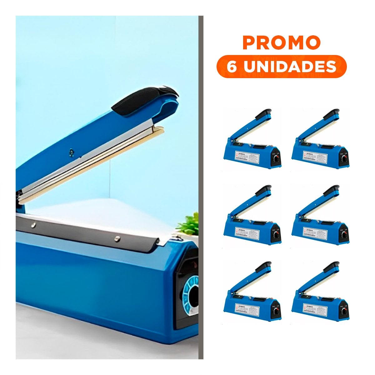 PACK6 MAQUINA DE SELLAR BOLSAS RAPIDA Y SEGURA UTIL EN VIAJES AZUL 31X11CM Y+REGALO STICKER - 1