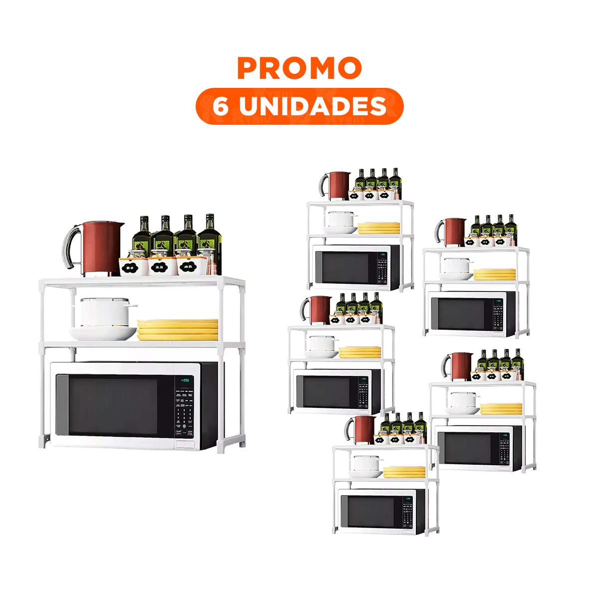 PACK6 SOPORTE COMPACTO 2 NIVELES BLANCO FUNCIONAL Y RESISTENTE Y+REGALO STICKER - 1