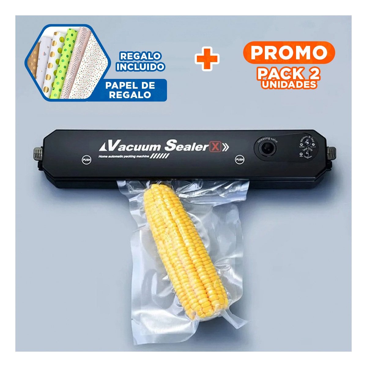 PACK2 SELLADOR PORTATIL ELECTRICO PARA BOLSAS AL VACIO NEGRO - 1