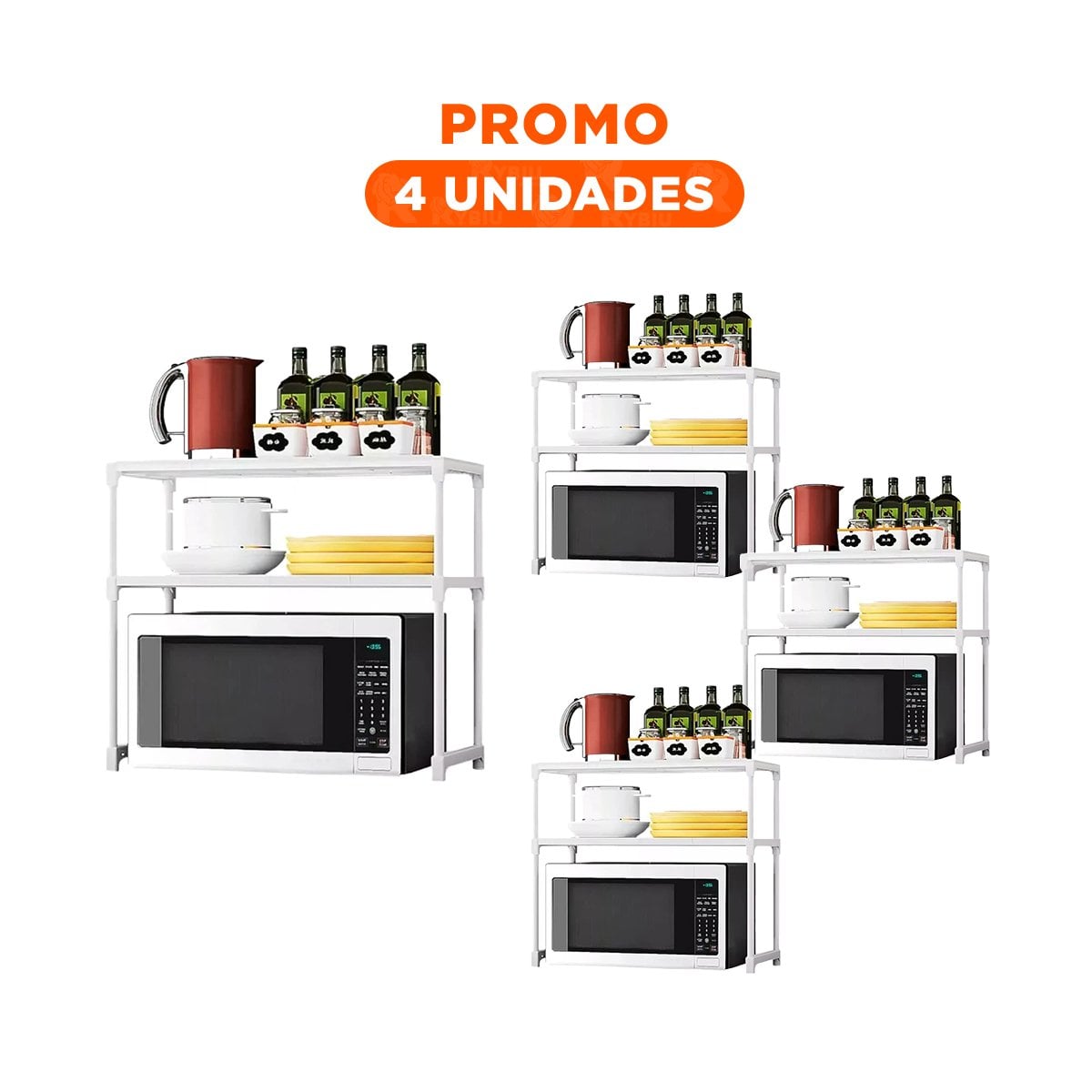 PACK4 REPISA COMPACTA 2 NIVELES BLANCO MODERNA PARA MANTENER ORDEN - 1