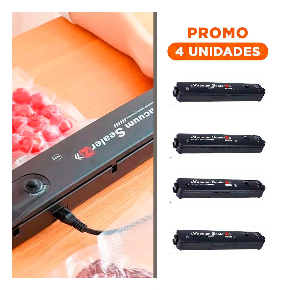 PACK4 SELLADOR PORTATIL PRACTICO PARA GUARDADO SEGURO DE COMIDA NEGRO - 1