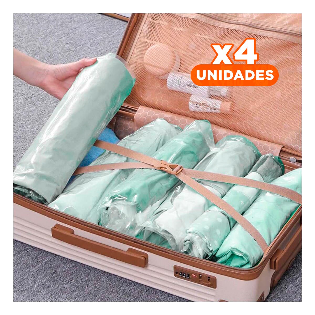 PACK4 FUNDA AL VACIO REUTILIZABLE Y DURABLE TRANSPARENTE EMPAQUE VERDE Y+PAPEL REGALO - 1