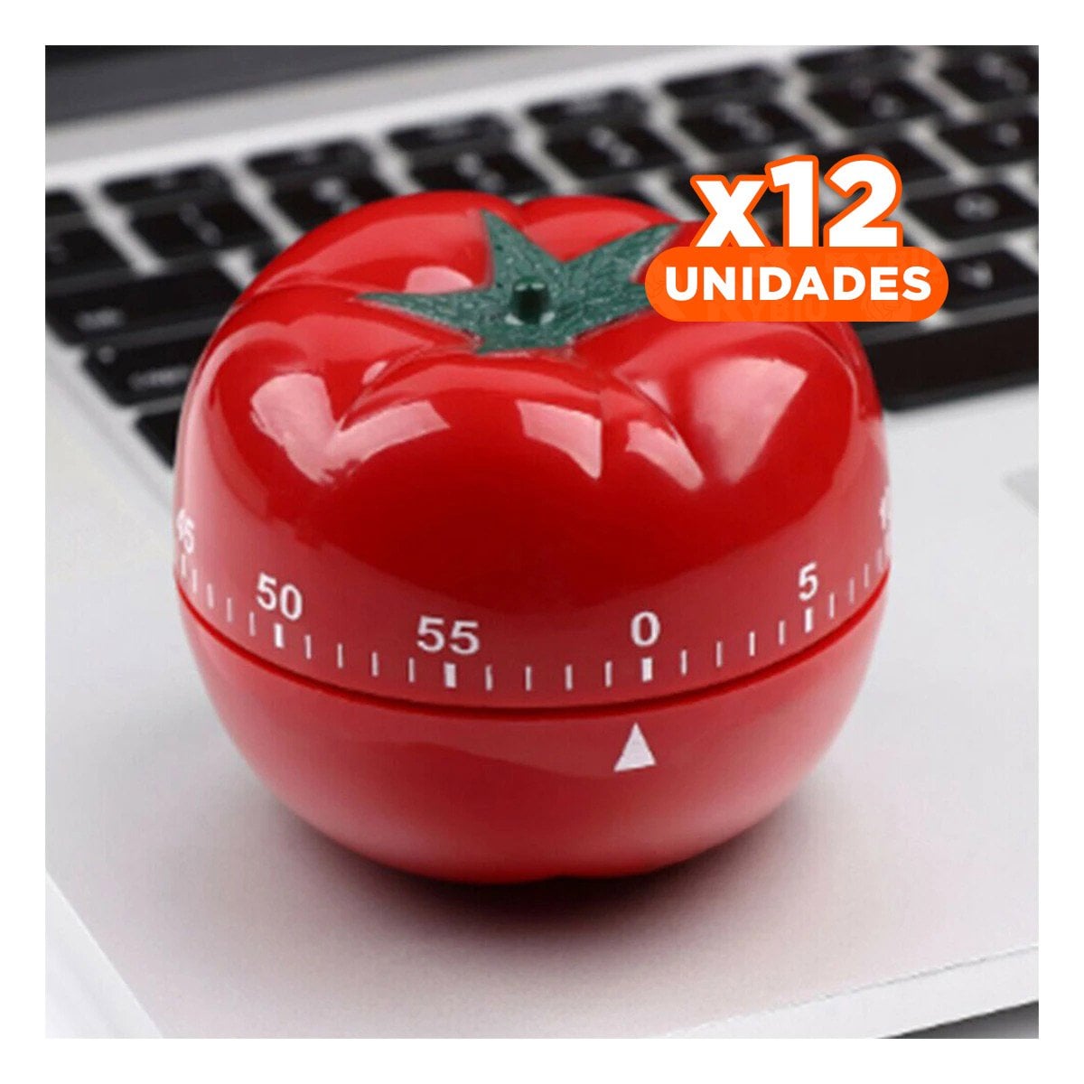 PACK12 CUENTA REGRESIVA TOMATE ROJO PARA CONTROLAR TIEMPOS EN LA COCINA Y+PAPEL REGALO - 1