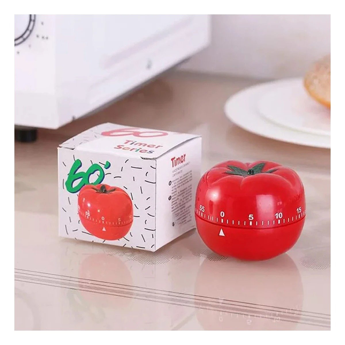 PACK12 CUENTA REGRESIVA TOMATE ROJO PARA CONTROLAR TIEMPOS EN LA COCINA Y+PAPEL REGALO - 5