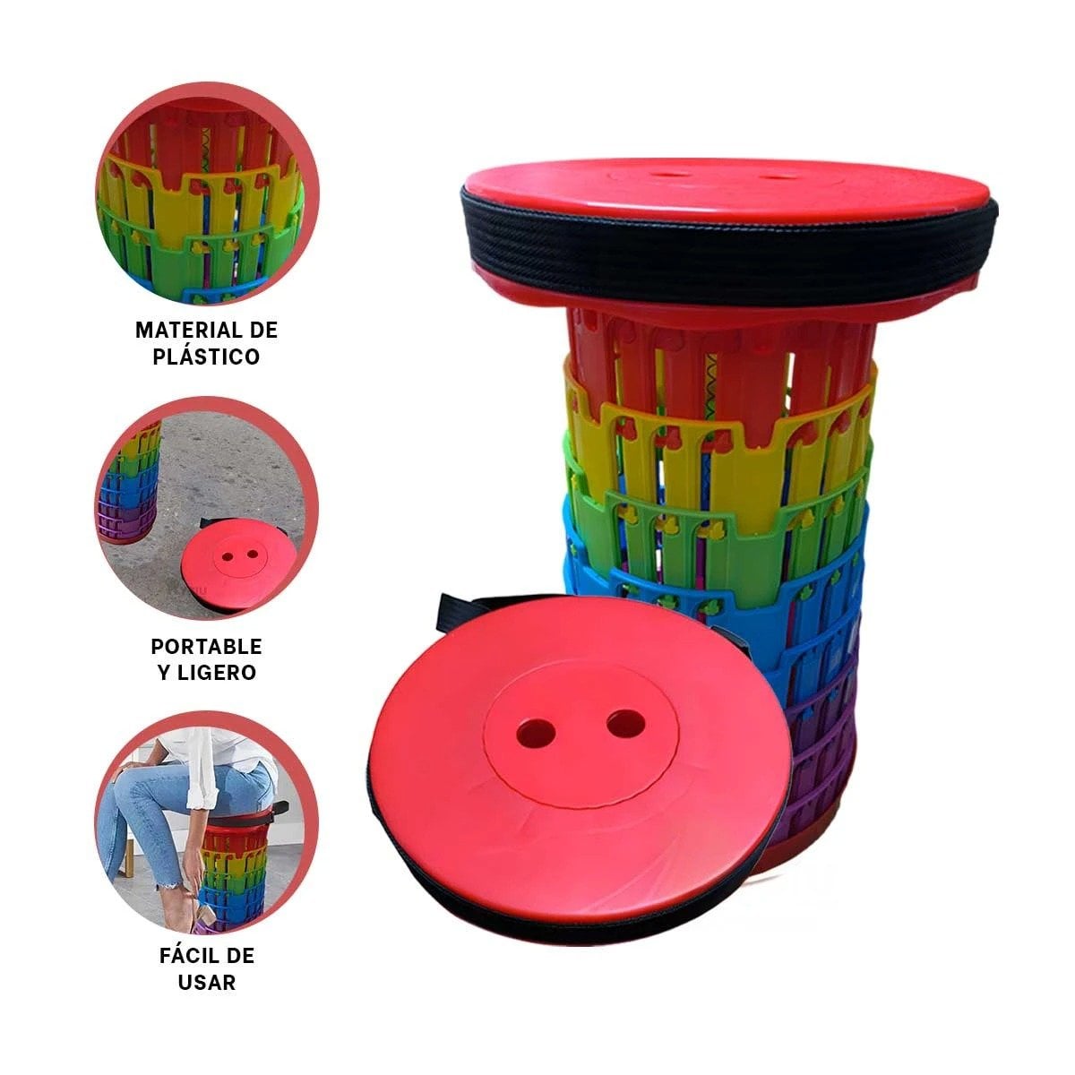 SILLA PLEGABLE PENSADA PARA REUNIONES CON 3 SEGUROS ROJO MULTICOLOR Y+PAPEL REGALO - 5