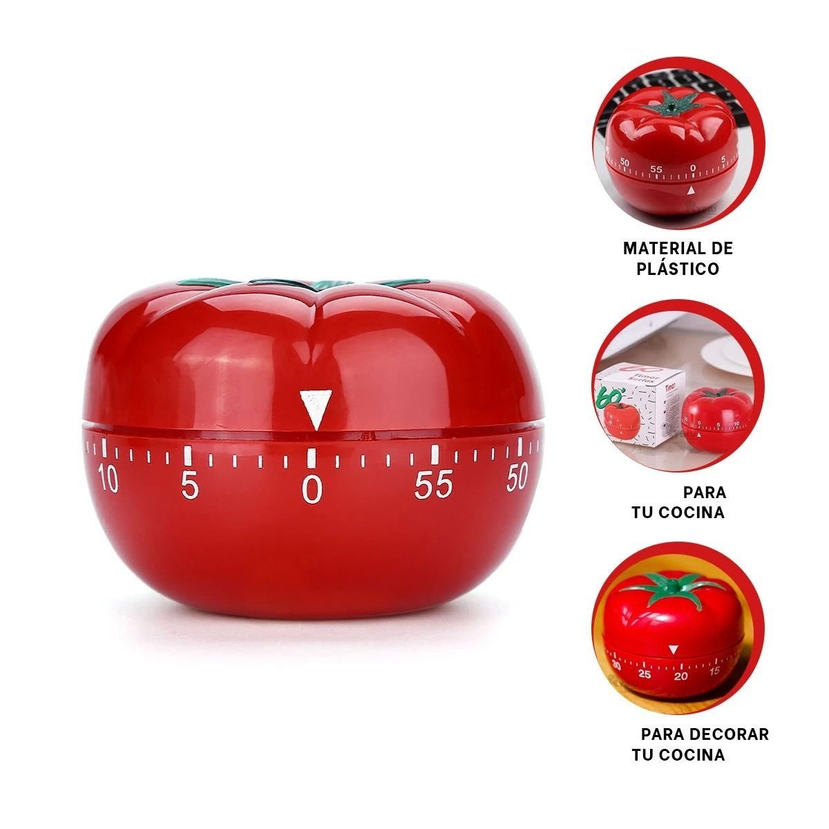 RELOJ DE COCINA TOMATE ROJO PARA MEDIR TIEMPOS DE FORMA FACIL Y PRACTICA Y+PAPEL REGALO - 5