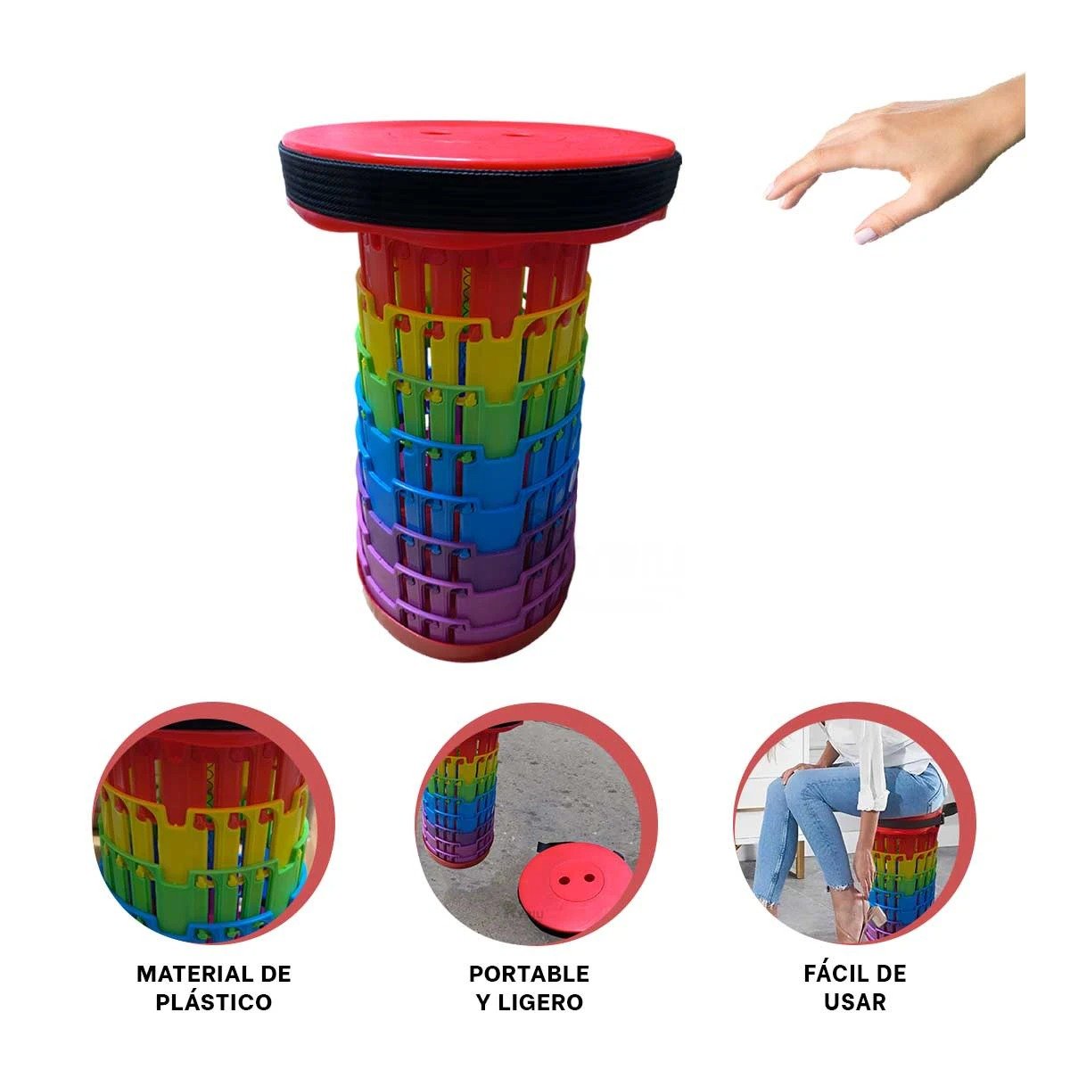 SILLA PLEGABLE LISTA PARA USAR EN CASA CON 3 SEGUROS ROJO MULTICOLOR Y+POST IT - 5