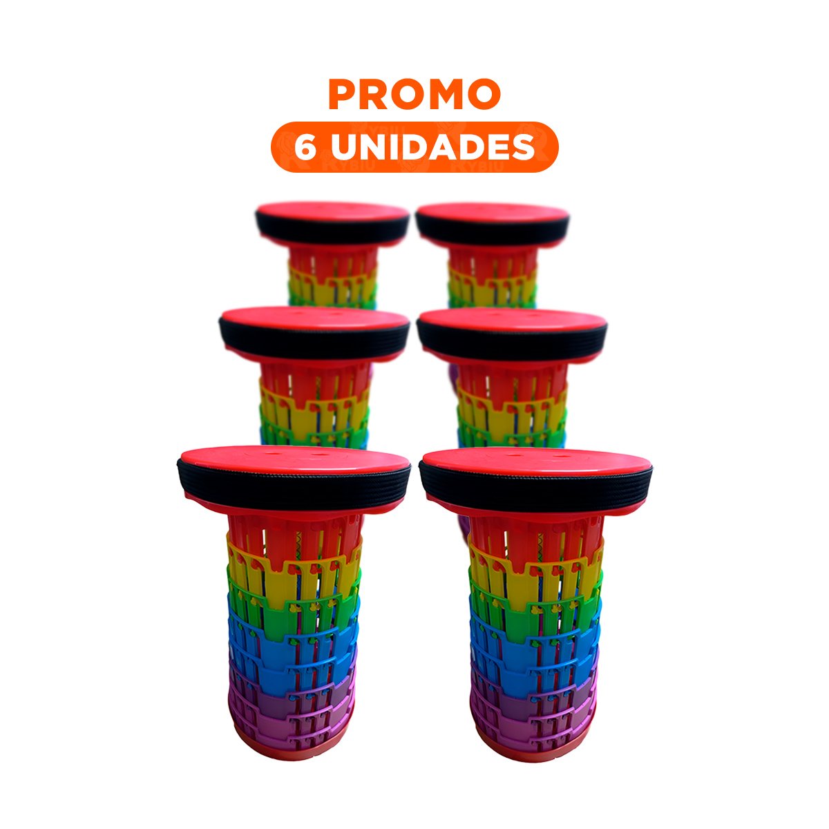 PACK6 BUTACA PLEGABLE CON SOPORTE CONFIABLE DE 3 SEGUROS ROJO MULTICOLOR Y+REGALO STICKER - 1