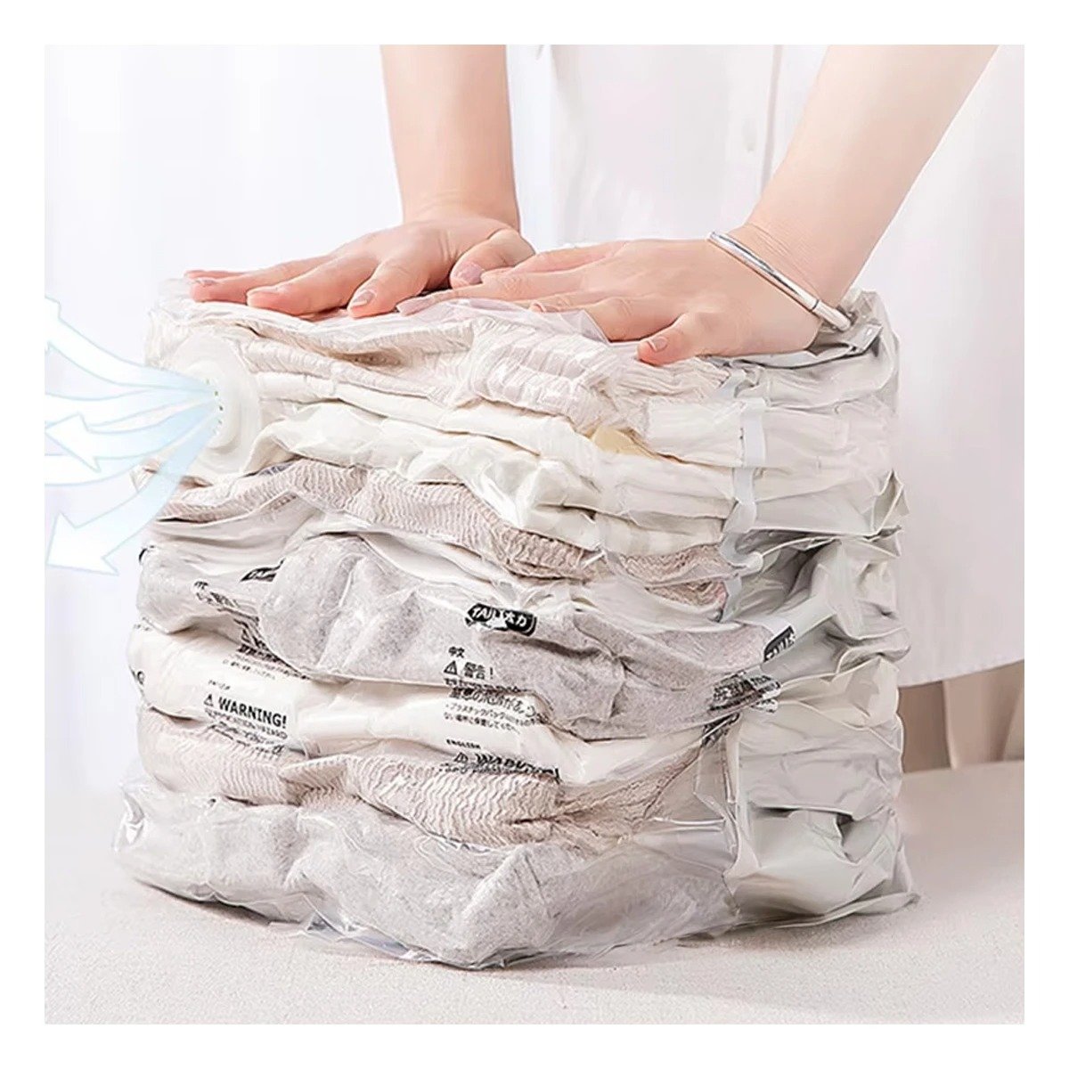 PACK2 ALMACENADOR AL VACIO QUE ORGANIZA ROPA TRANSPARENTE EMPAQUE GRIS - 5