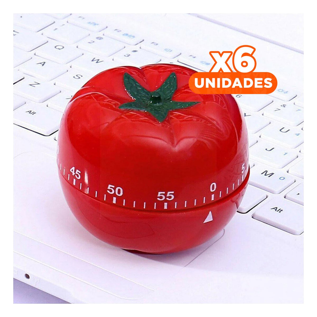 PACK6 CRONOMETRO DE COCINA TOMATE ROJO RESISTENTE Y DECORATIVO Y+PAPEL REGALO - 1