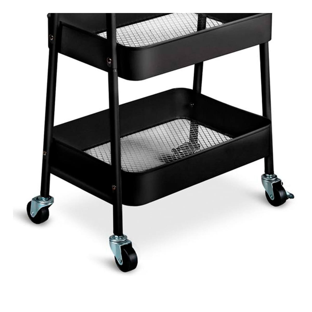 MUEBLE CARRITO 3 NIVELES CON RUEDAS Y ASAS METAL NEGRO PARA ALMACENAMIENTO Y+LIGAS REGALO - 5