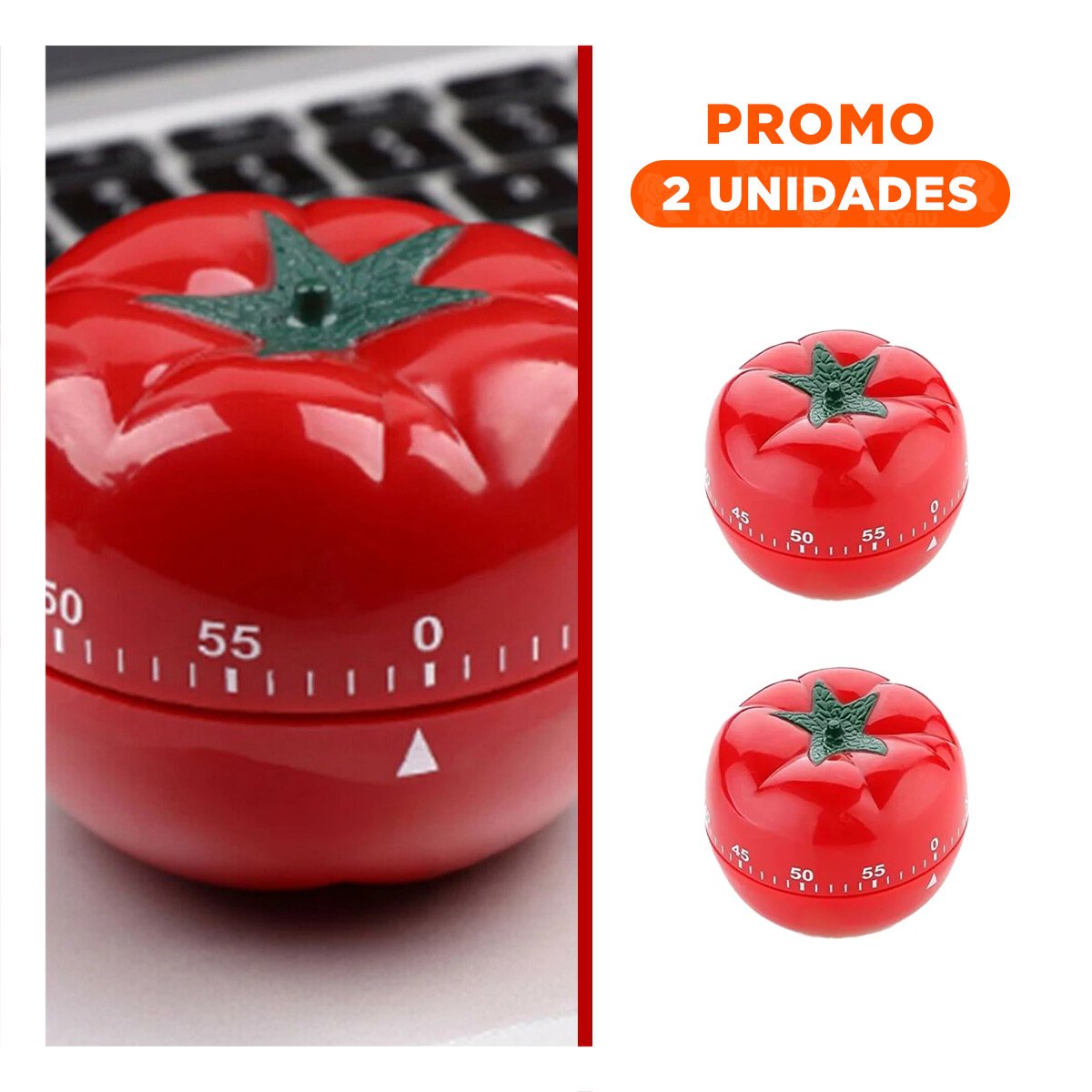 PACK2 RELOJ DE COCINA TOMATE ROJO PRACTICO Y RESISTENTE PARA USO DIARIO Y+REGALO STICKER - 1