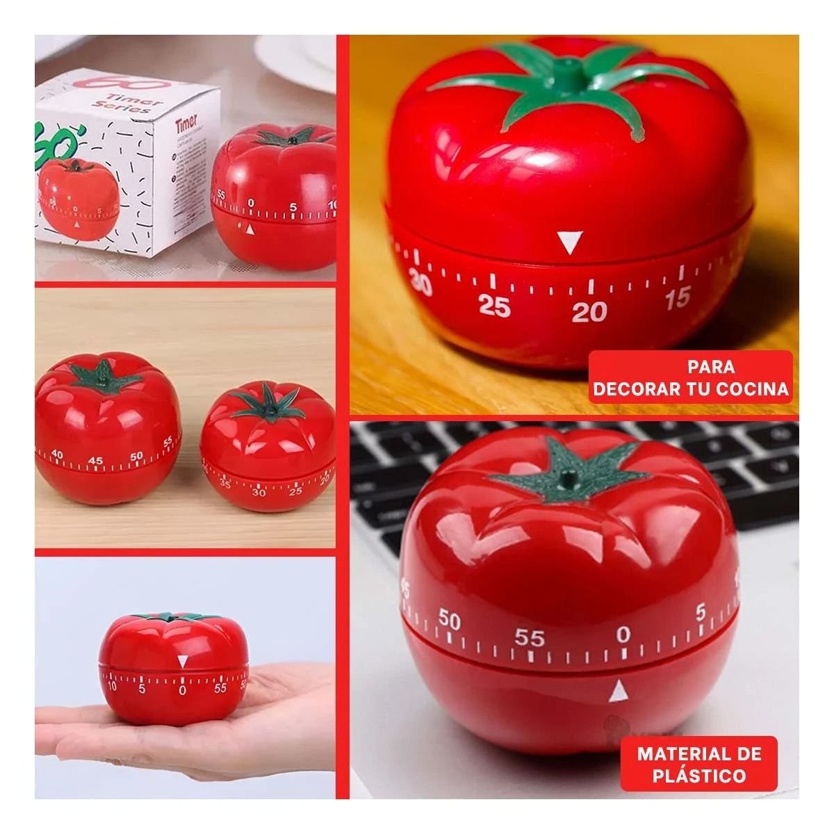 TEMPORIZADOR CON DISENO TOMATE ROJO PARA CONTROLAR TIEMPOS EN LA COCINA - 2