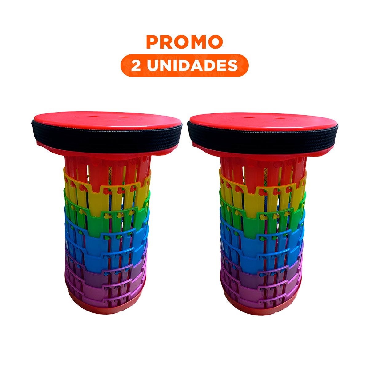 PACK2 ASIENTO PLEGABLE QUE AHORRA ESPACIO CON 3 SEGUROS ROJO MULTICOLOR Y+REGALO STICKER - 1