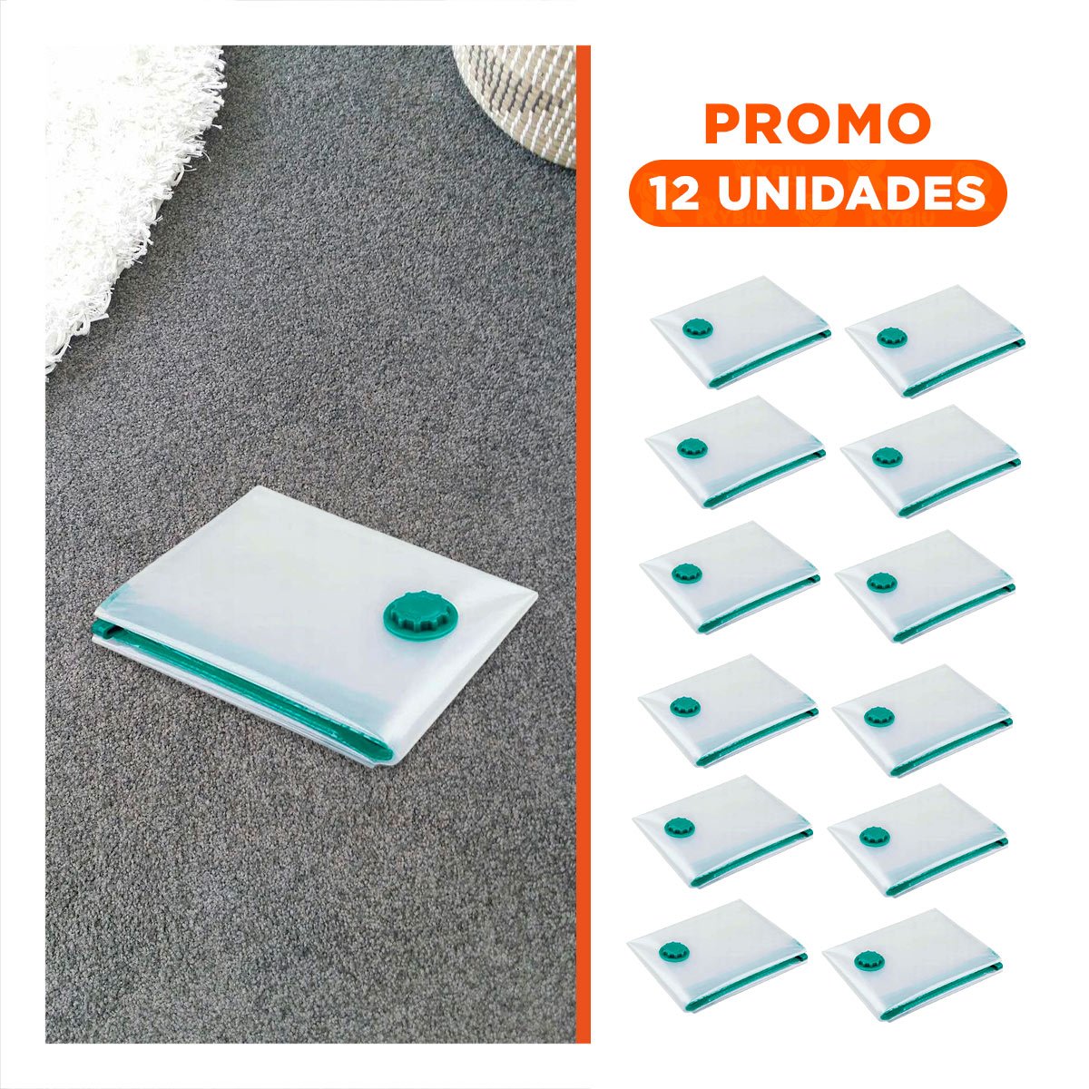 PACK12 SACO AL VACIO DURABLE Y REUTILIZABLE TRANSPARENTE EMPAQUE VERDE - 1