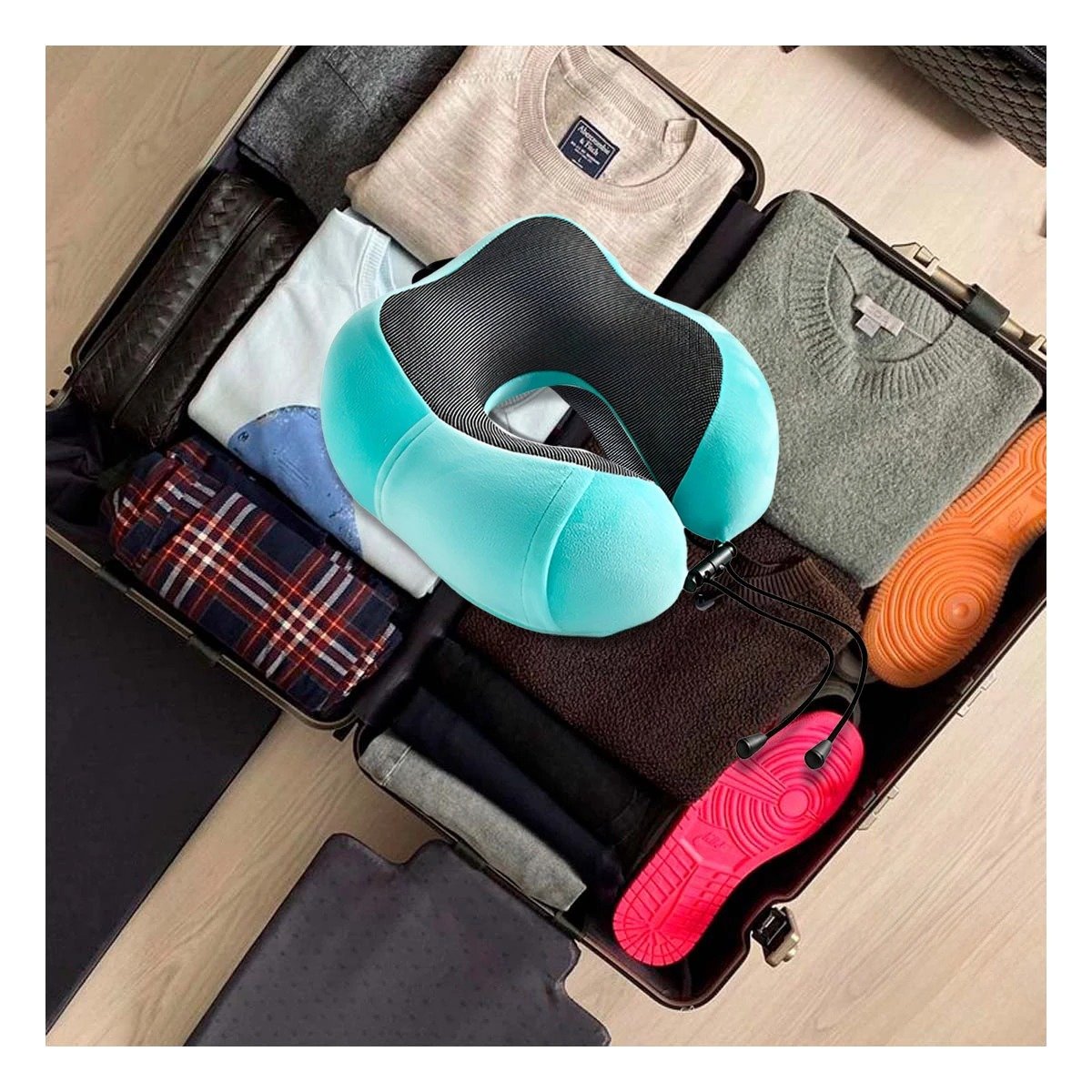 PACK6 REPOSACABEZA DE VIAJE LIVIANO PARA LLEVAR SIEMPRE CELESTE CLARO - 3