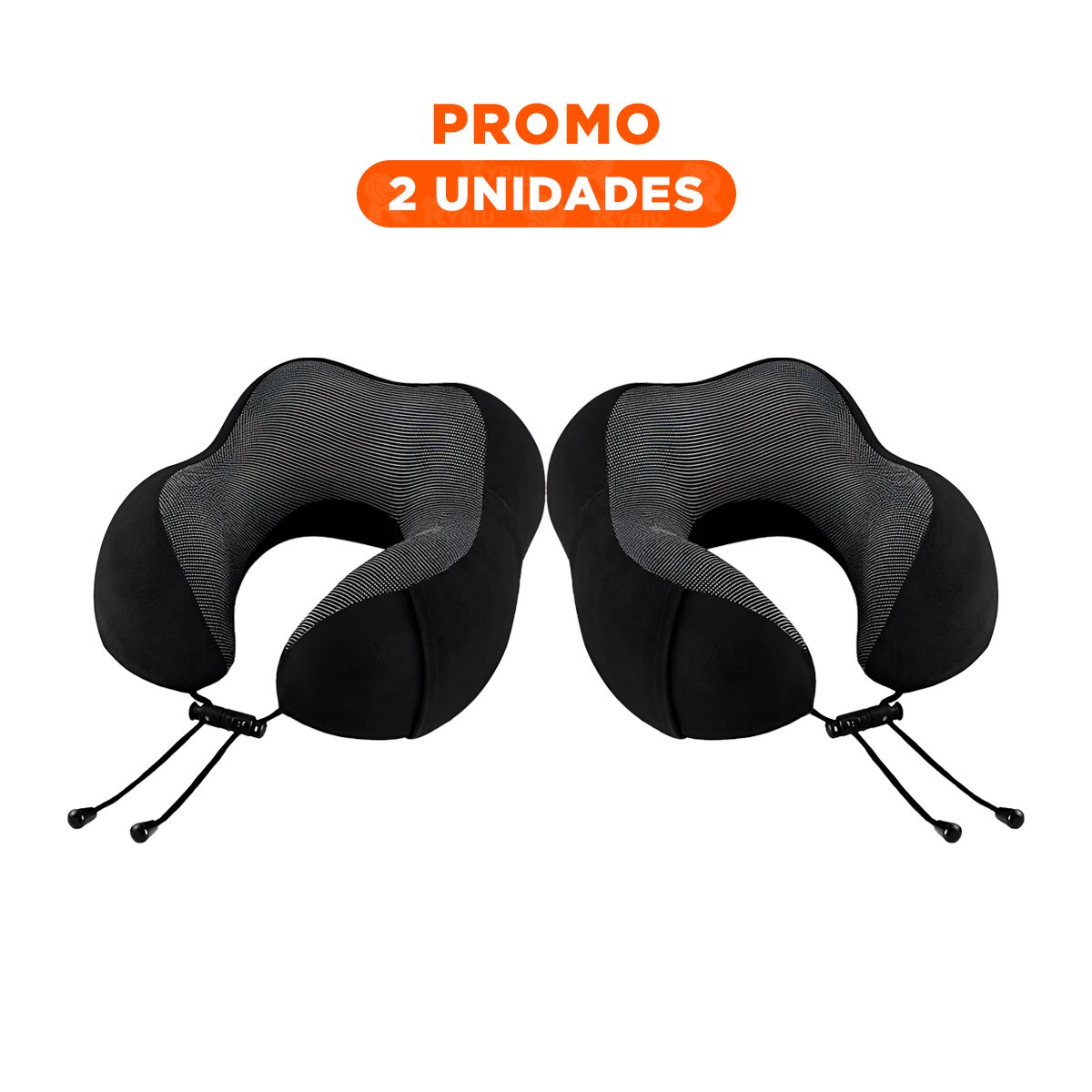 PACK2 COJIN DE CUELLO LIVIANO PARA LLEVAR EN MOCHILA DE VIAJE NEGRO Y+REGALO STICKER - 1