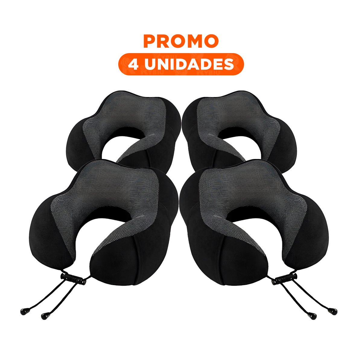 PACK4 COJIN DE CUELLO DE APOYO CONTINUO EN CARRETERA NEGRO - 1