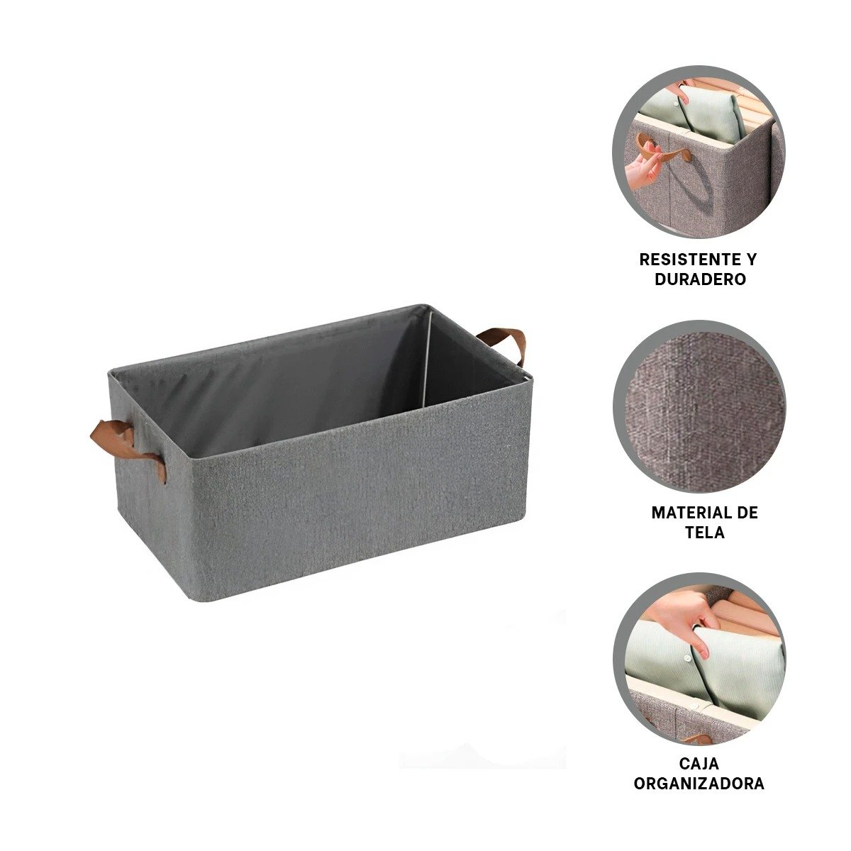 CONTENEDOR ORGANIZADORA DE TELA PARA ALMACENAJE EN CASA PLOMO Y+PAPEL REGALO - 5