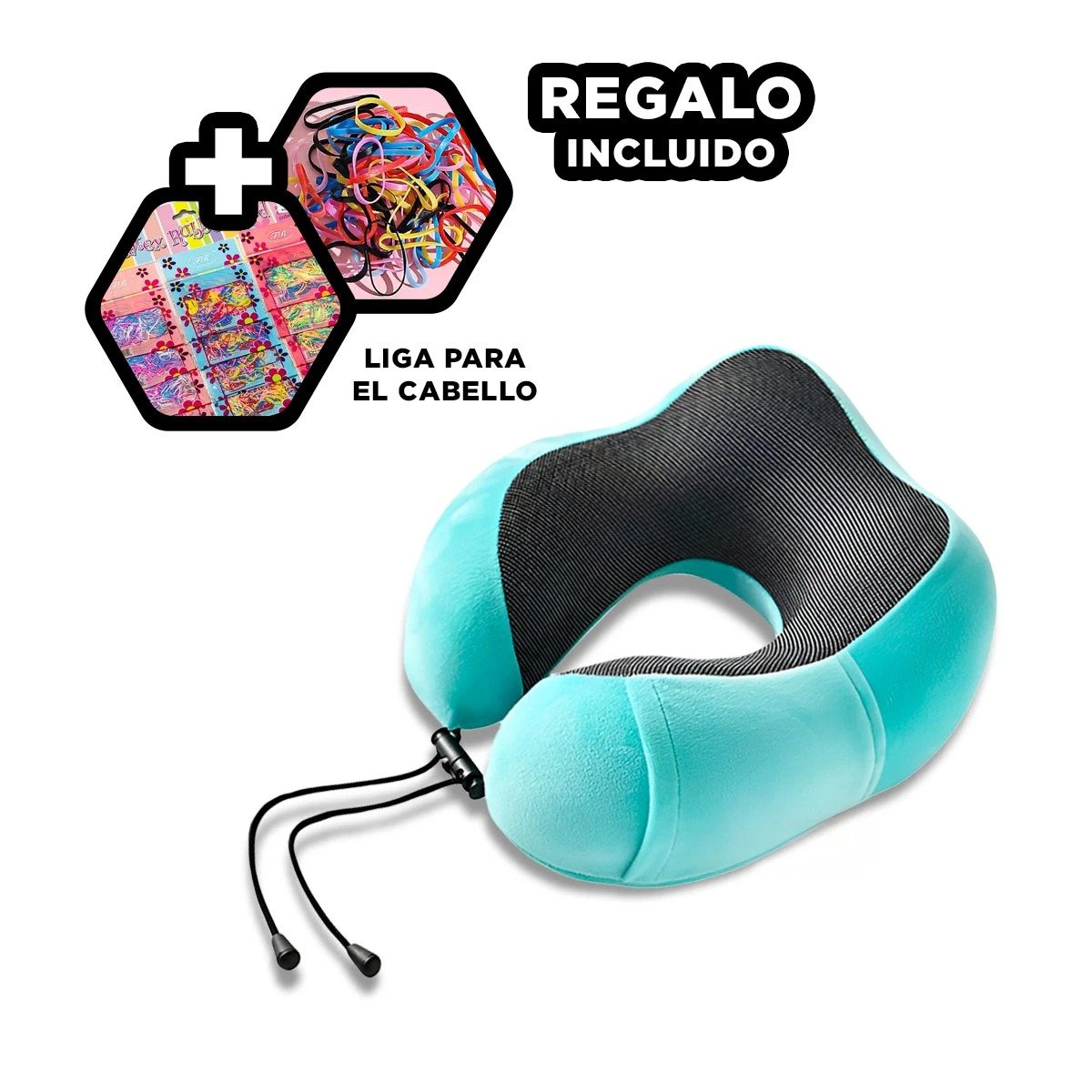 ALMOHADA DE CUELLO ENVOLVENTE PARA DORMIR SENTADO CELESTE CLARO Y+LIGAS REGALO - 2