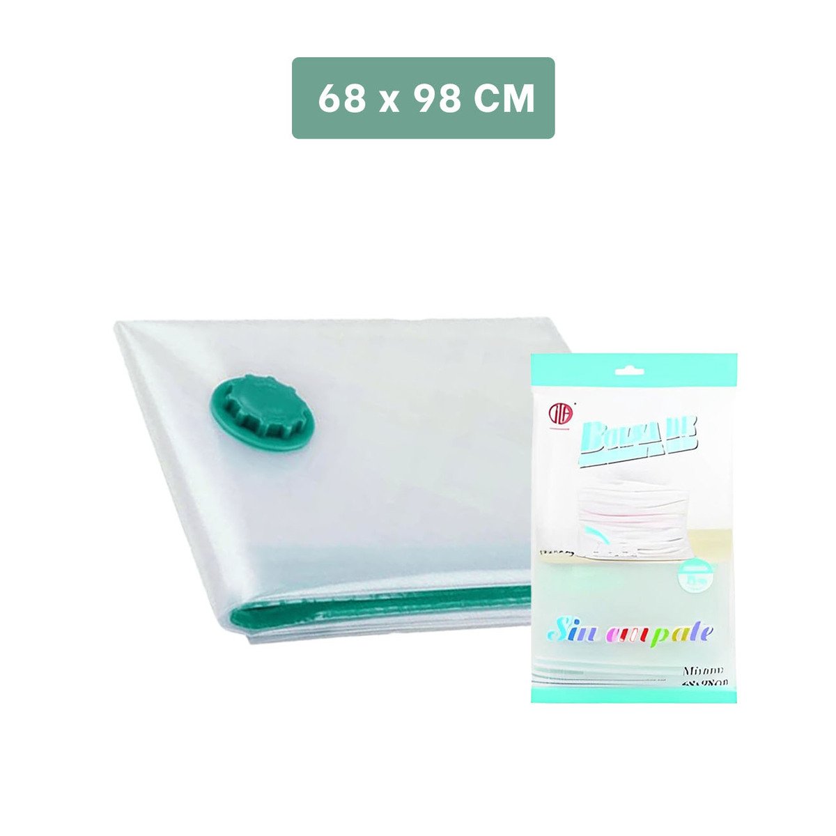 BOLSA AL VACIO EFICIENTE QUE REDUCE VOLUMEN ROPA TRANSPARENTE EMPAQUE VERDE Y+POST IT - 4