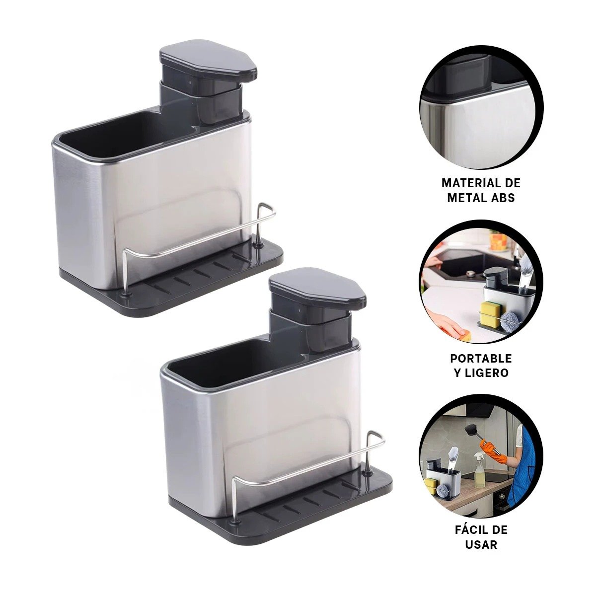 DISPENSADOR DE JABON LIQUIDO 3 EN 1 CON SOPORTE INTEGRADO PARA CEPILLO Y+POST IT - 5