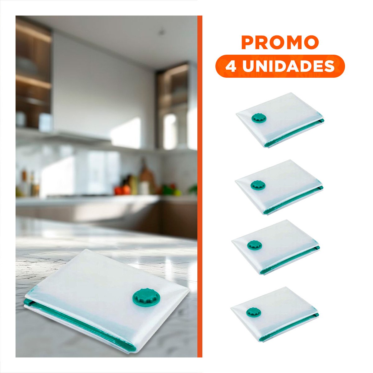 PACK4 FUNDA AL VACIO PRACTICA PARA ROPA VOLUMINOSA TRANSPARENTE EMPAQUE VERDE - 1